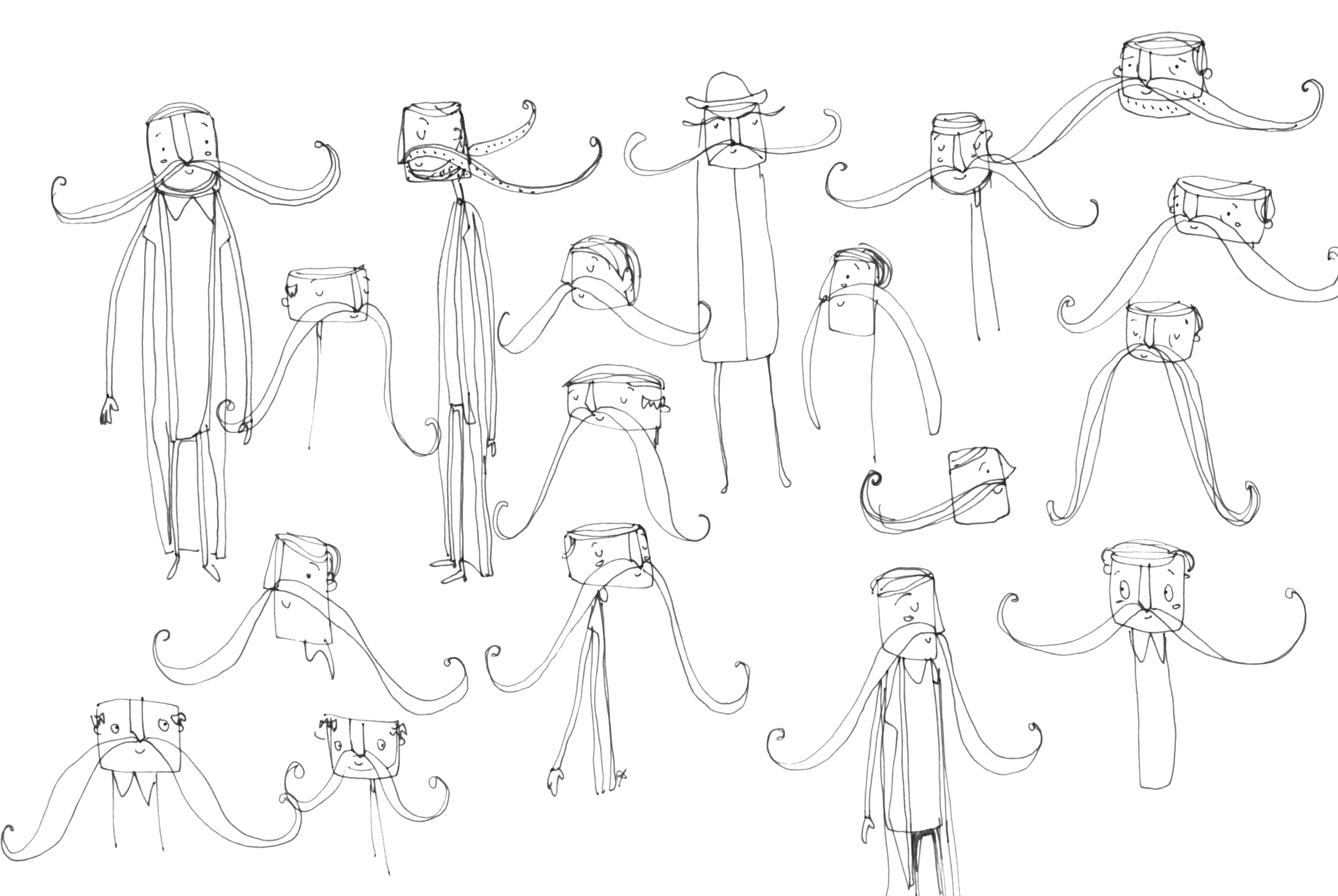 Mr Mustachio pencil sketches